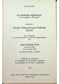 La topologie algebrique des orrigines a Poincare