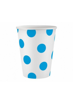 Kubeczki papierowe Niebieskie groszki 250 ml 6szt
