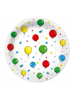 Talerze papierowe okrągłe eko Balony 18cm 10szt