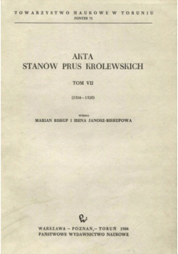 Akta stanów Prus królewskich tom VII