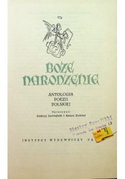 Boże Narodzenie antologia poezji polskiej