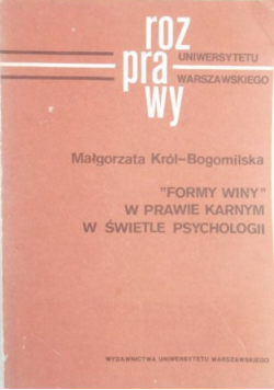 Formy winy w prawie karnym w świetle psychologii