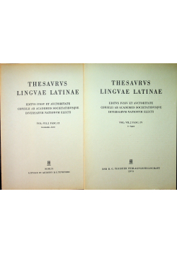 Thesavrvs lingvae latinae Vol VII 2 Fasc II i IV