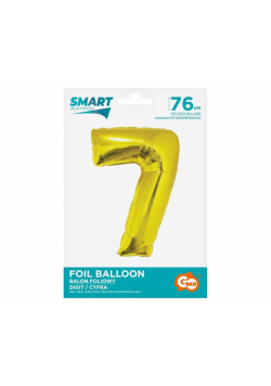 Balon foliowy cyfra 7 złota Smart 76cm