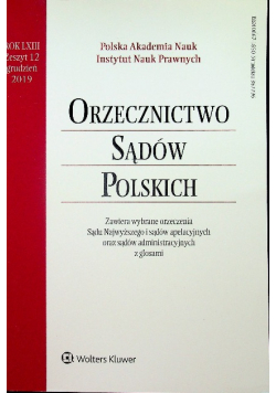 Orzecznictwo sądów polskich Zeszyt 12