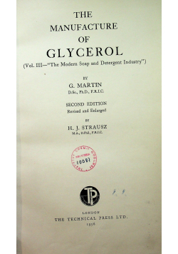 The manufacture of Glycerol
