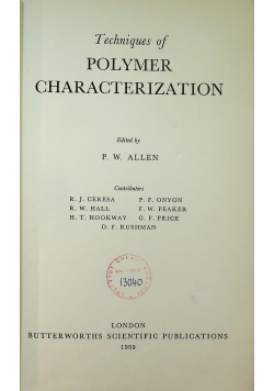 Techniques of Polymer Characterization