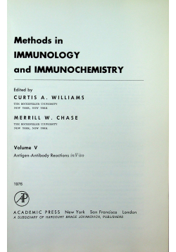 Methods in immunology and immunochemistry volume V