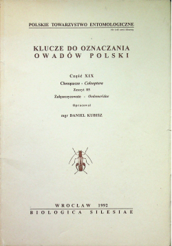 Klucze do oznaczania owadów w Polsce Część XIX Chrząszcze Coleoptera Zeszyt 85