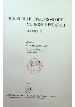 Molecular spectroscopy Modern research Volume II