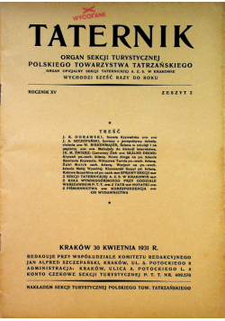 Taternik rocznik  Xv zeszyt 2 1931r.