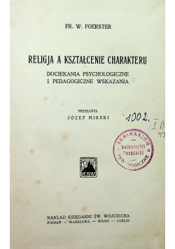 Religja a kształcenie charakteru 1930 r