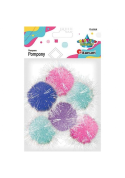 Pompony poliestrowe 45mm mix 6szt