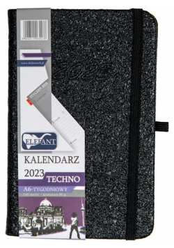 Kalendarz 2023 A6 tyg. Techno czarny ELEFANT