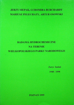 Badania hydrochemiczne na terenie wielkopolskiego parku narodowego