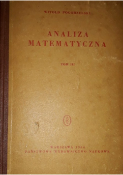 Analiza matematyczna, tom III