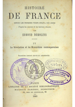 Histoire De France Tome IV 1880 r
