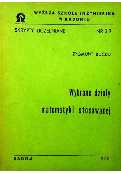 Wybrane Działy matematyki stosowanej