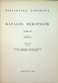 Katalog rękopisów tom IX