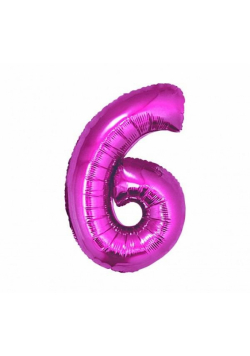 Balon foliowy cyfra 6 różowa 92cm