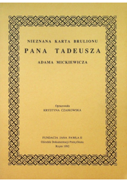 Nieznana karta brulionu pana Tadeusza