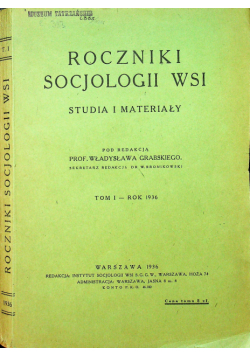 Roczniki socjologii wsi tom I 1936