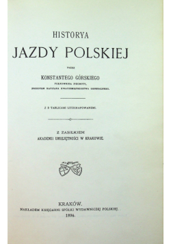 Historya Jazdy Polskiej reprint 1894 r