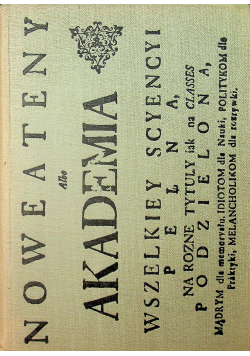 Nowe Ateny albo Akademia Wszelkiej Sciencyi Pełna Reprint 1755 r