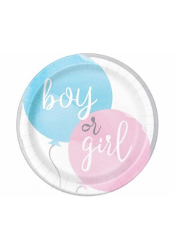 Talerzyki papierowe Gender Party 23cm 8szt