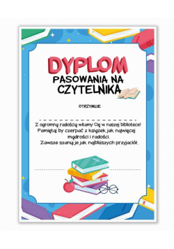 Dyplom A4 pasowania na Czytelnika - Książki 20szt
