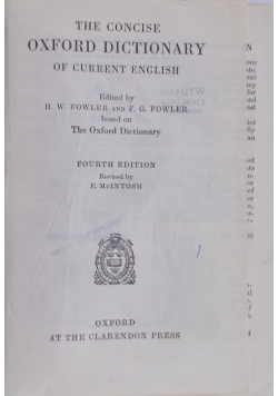 The Concise Oxford Dictionary of Current English tom IV