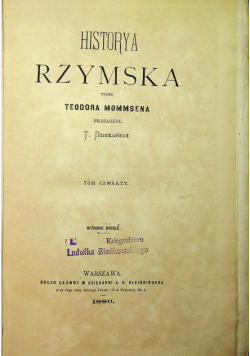 Historya Rzymska przez Teodora Mommsena 1880 r.