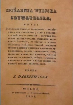 Spiżarnia wiejska obywatelska reprint z 1838 r