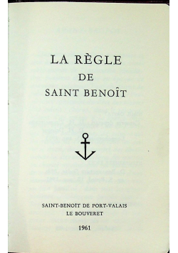 La Regle de Saint Benoit
