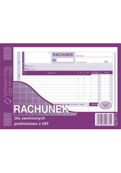 Rachunek dla zwolnionych podmiotowo z VAT 231-3