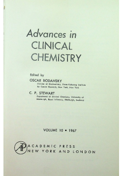 Advances in Clinical Chemistry Volume 10
