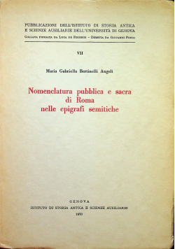 Nomenclatura pubblica e sacra di Roma nelle epigrafi semitiche autograf autora