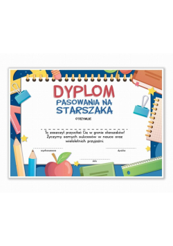 Dyplom A4 pasowania na Starszaka - Notes 10szt