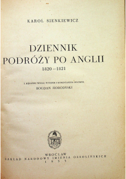 Dziennik podróży po Anglii 1820 - 1821