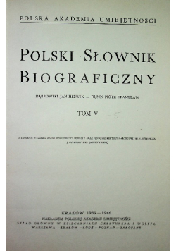 Polski Słownik Biograficzny tom V reprint z 1946 roku