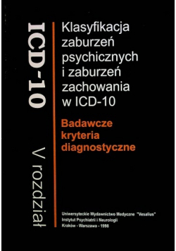 Klasyfikacja zaburzeń psychicznych i zaburzeń zachowania w ICD  10 reprint z 1998
