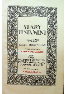Pismo Święte tom III 1928 r.