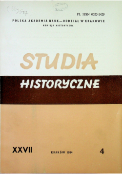 Studia historyczne XXVII
