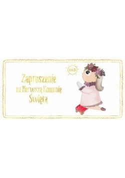 Zaproszenie - Komunia dziewczynka złoty