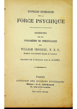 Nouvelles experiences sur la force psychique około 1880 r