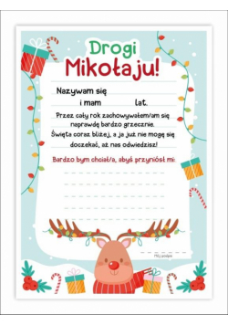 List do świętego Mikołaja A4 - Renifer (5szt)