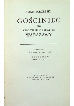 Gościniec abo krotkie opisanie Warszawy