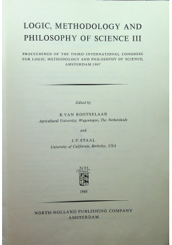 Logic methodology and philosophy of science III