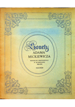 Sonety Adama Mickiewicza reprint z 1826 r