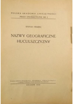 Nazwy geograficzne Huculszczyzny 1950 r